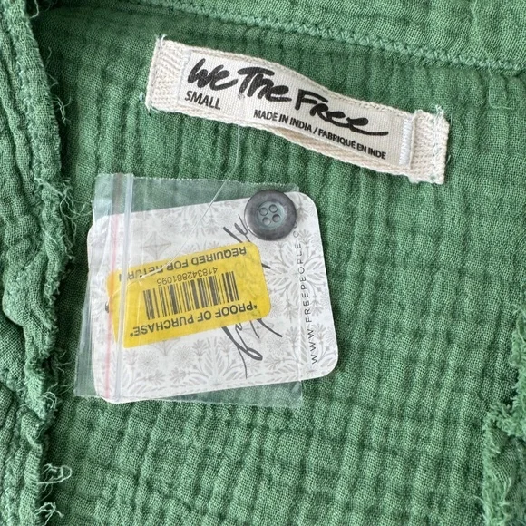 FREE PEOPLE We the Free Women’s Summer Daydream Button Down Green Shirt S NWT - Picture 9 of 12